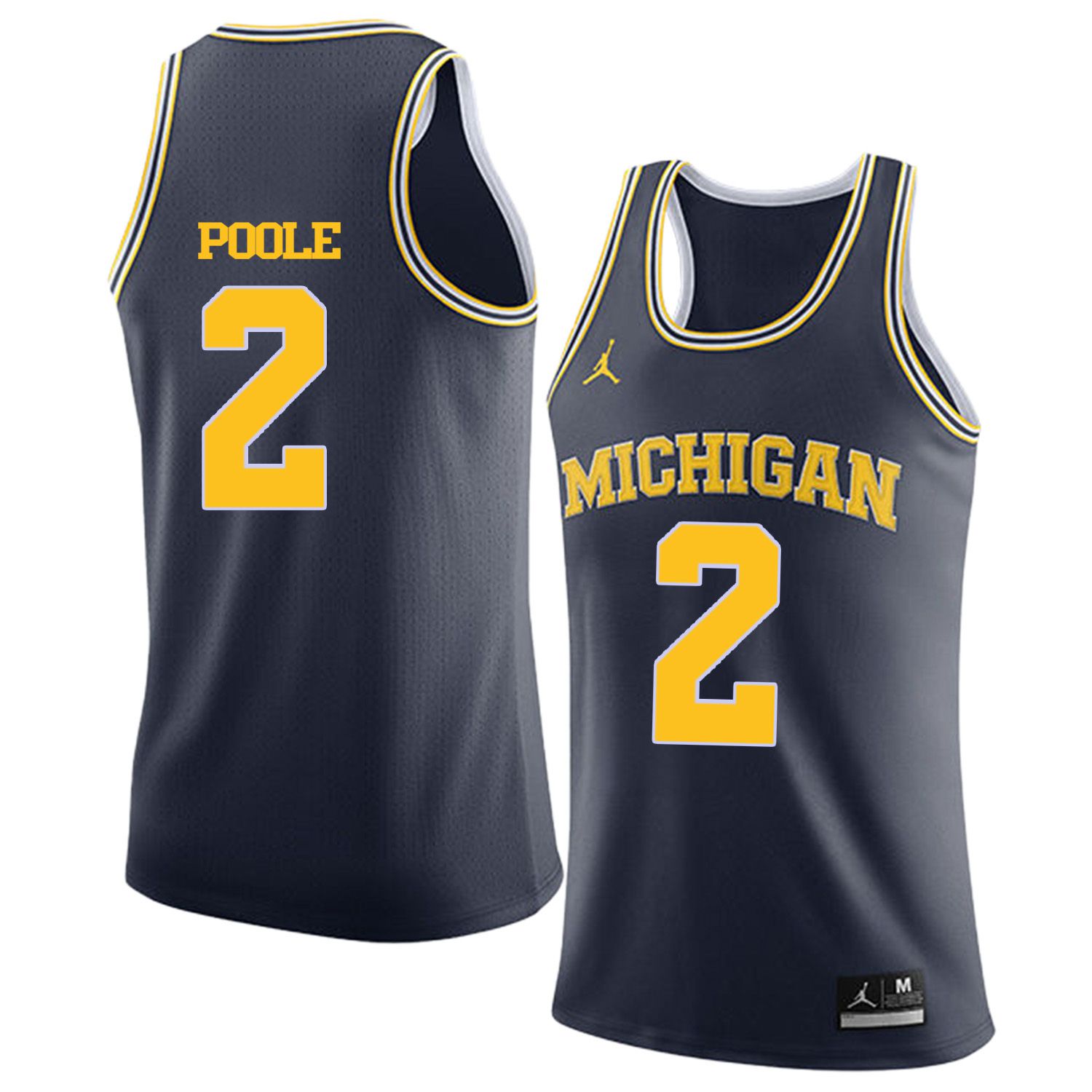 Men Jordan University of Michigan Basketball Navy #2 Poole Customized NCAA Jerseys